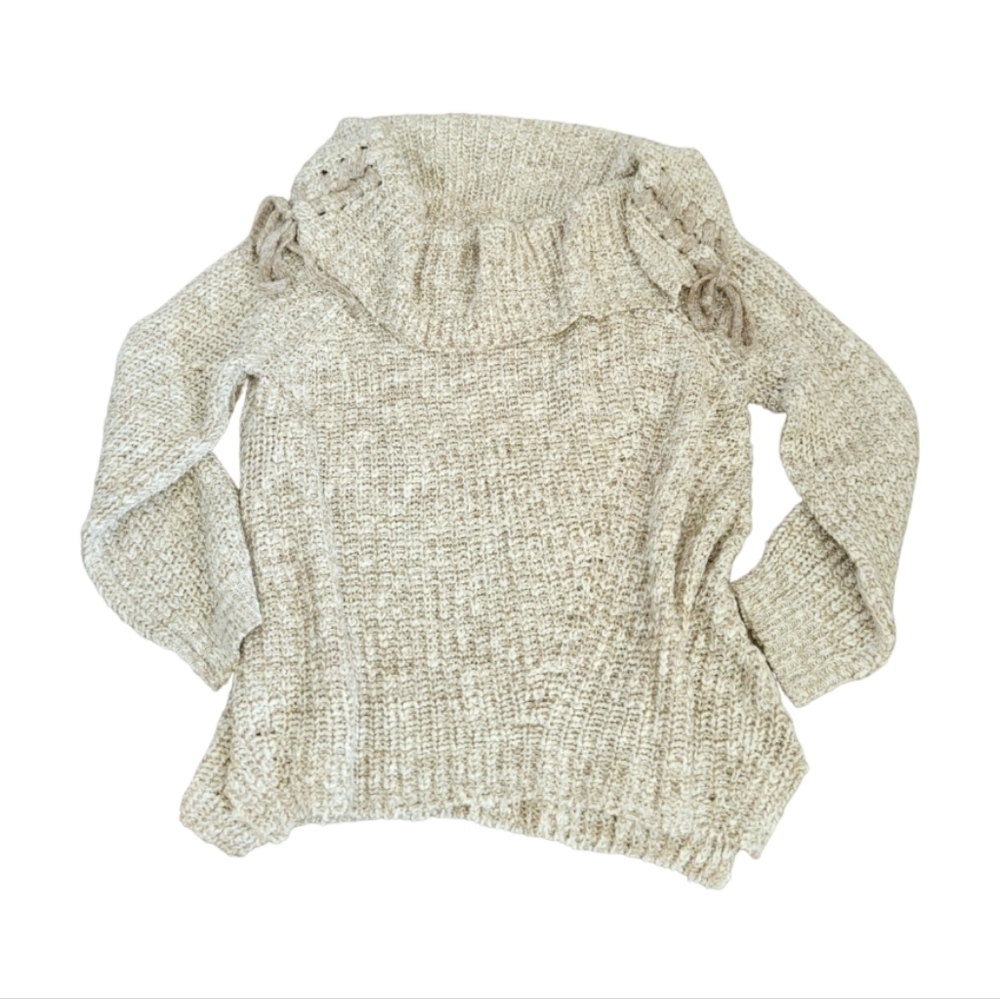 Umgee Chunky Cowl Tie Sweater Medium